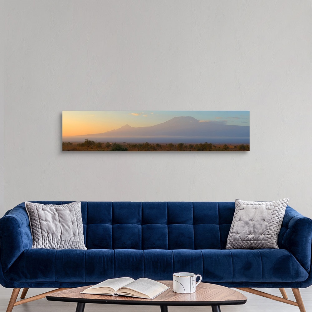A modern room featuring Mountains at dawn view from Amboseli Park, Mt Kilimanjaro, Tanzania