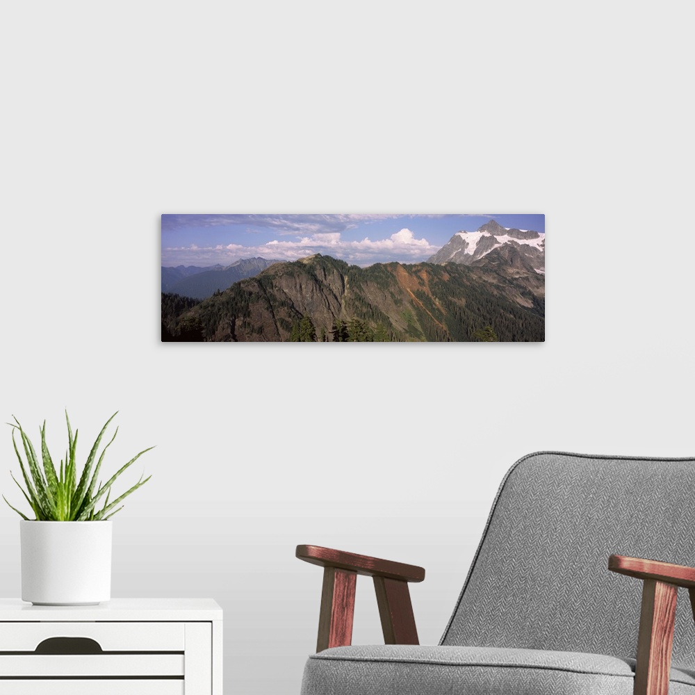A modern room featuring Mountain range viewed from Artist Ridge, Mt Shuksan, North Cascades National Park, Whatcom County...