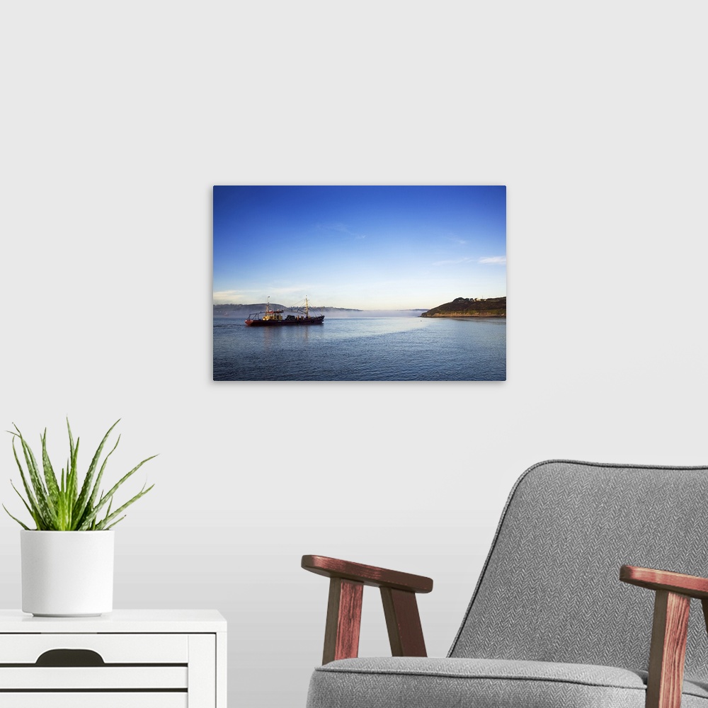 A modern room featuring Mussel Boat at Dawn, Arthurstown, Waterford Harbour, Co Waterford, Ireland