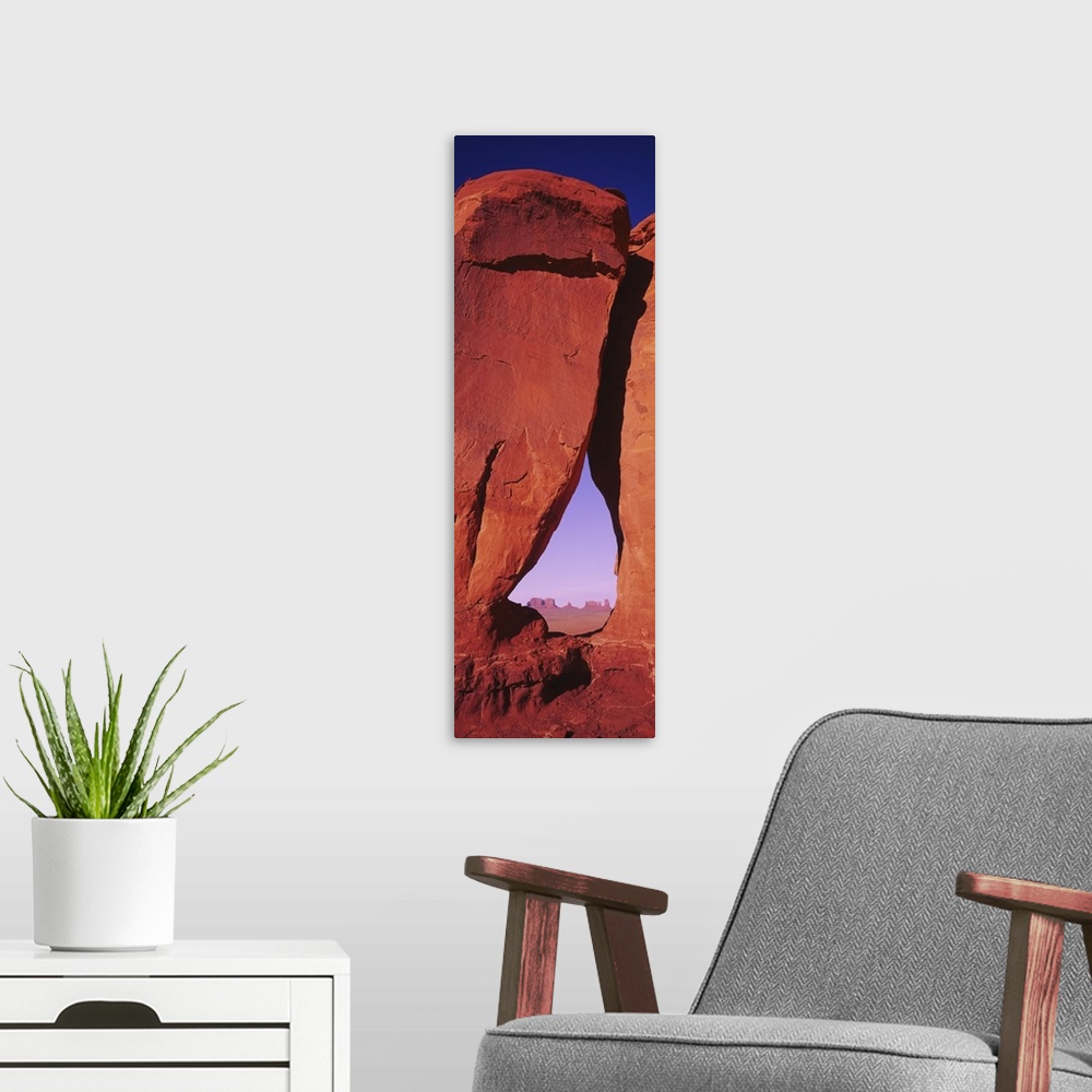 A modern room featuring Natural arch at a desert, Teardrop Arch, Monument Valley Tribal Park, Monument Valley, Utah