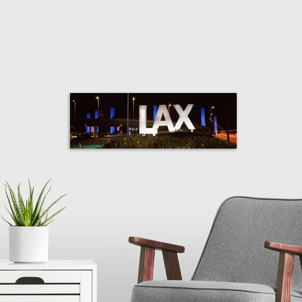 A modern room featuring Neon sign at an airport, LAX Airport, City Of Los Angeles, Los Angeles County, California, USA