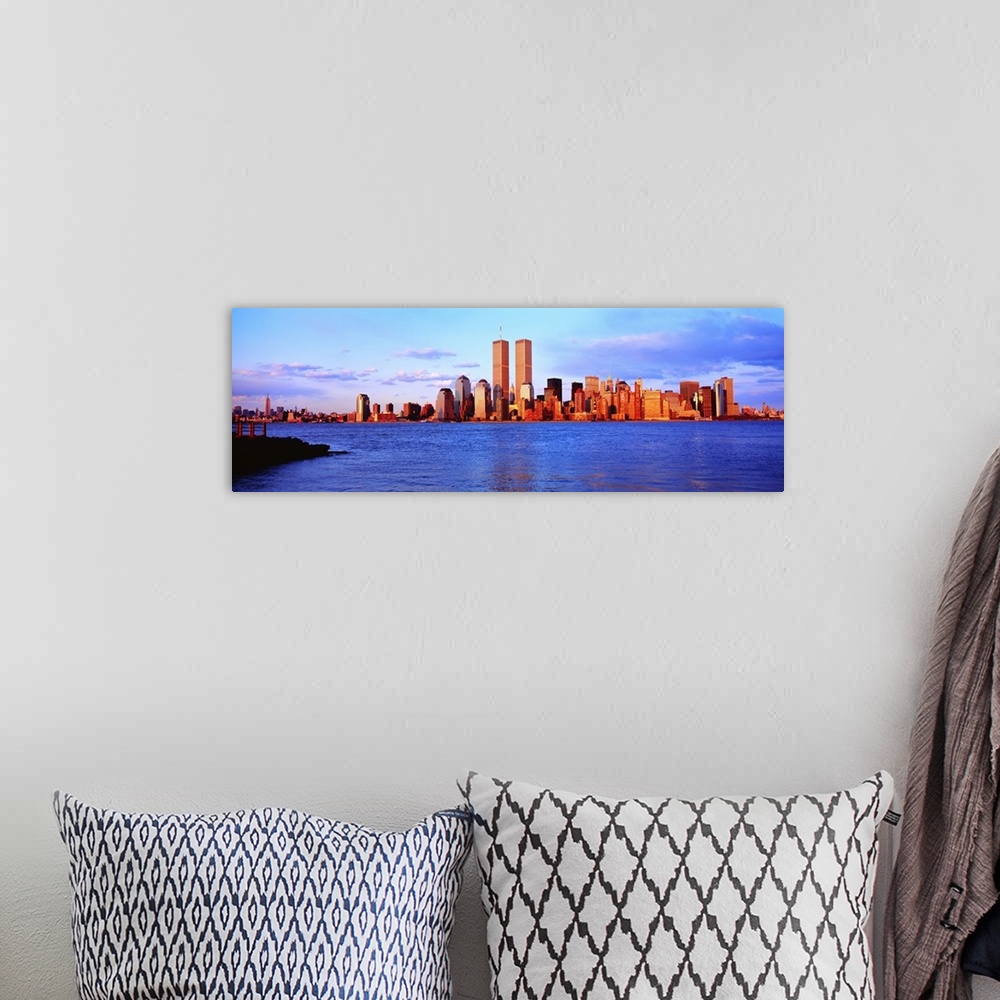 A bohemian room featuring New York City, skyline with World Trade Center