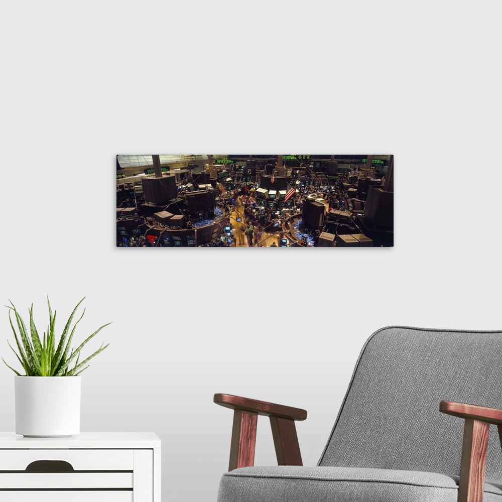 A modern room featuring New York City, Stock Exchange