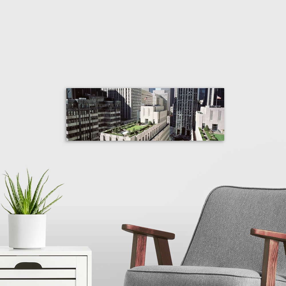 A modern room featuring New York, New York City, Rooftop View of Rockefeller Center
