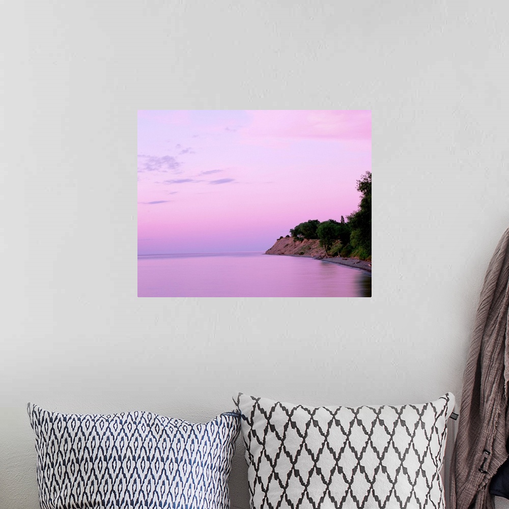 A bohemian room featuring New York, Sodus Bay, Chimney Bluffs State Park, Lake Ontario, Sunset over a lake