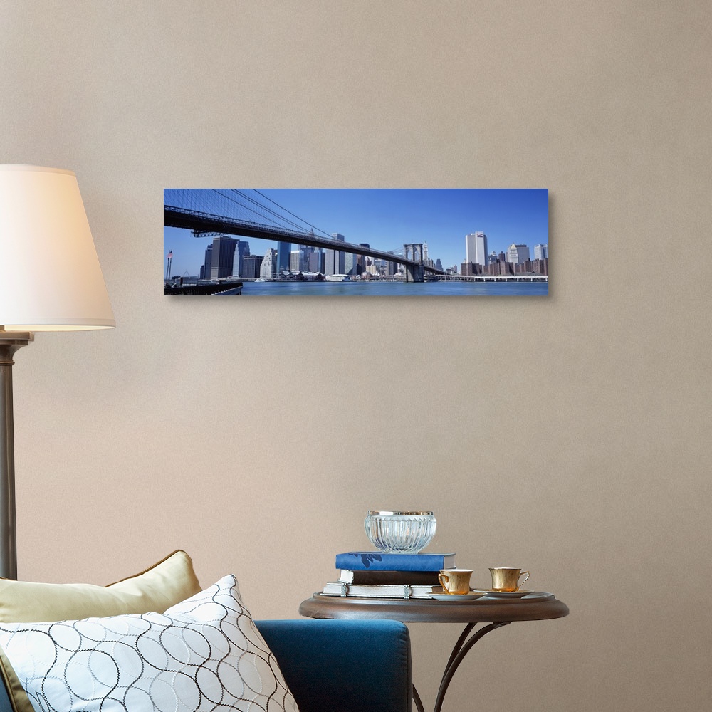 A traditional room featuring New York State, New York City, Brooklyn Bridge, Skyscrapers in a city