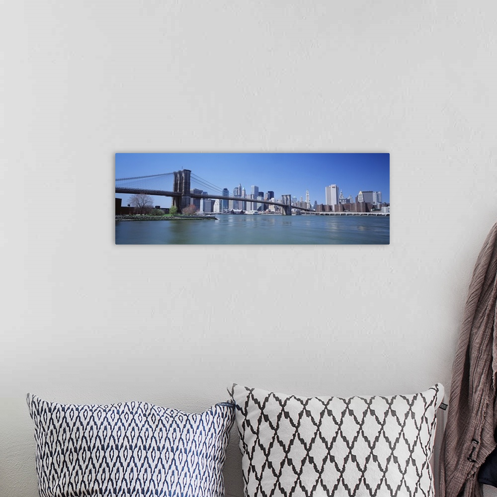 A bohemian room featuring New York State, New York City, Brooklyn Bridge, Skyscrapers in a city