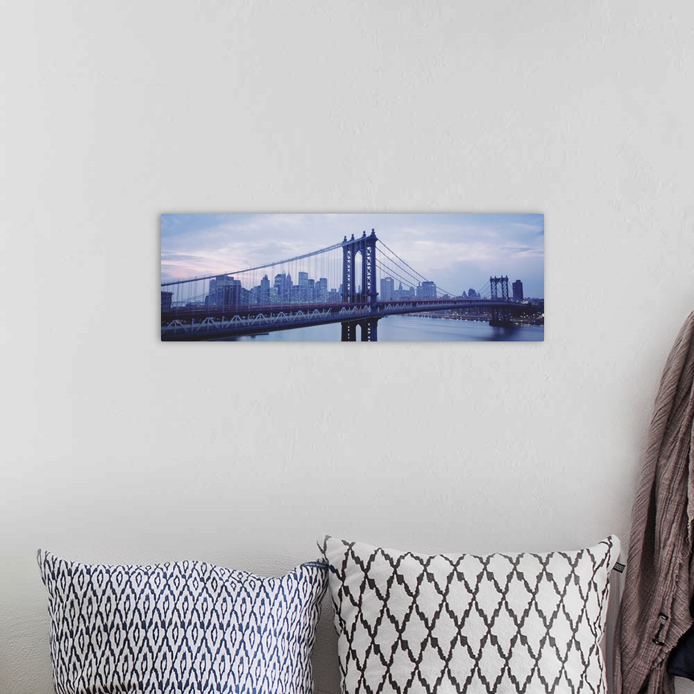 A bohemian room featuring New York State, New York City, Manhattan Bridge, Skyscrapers in a city