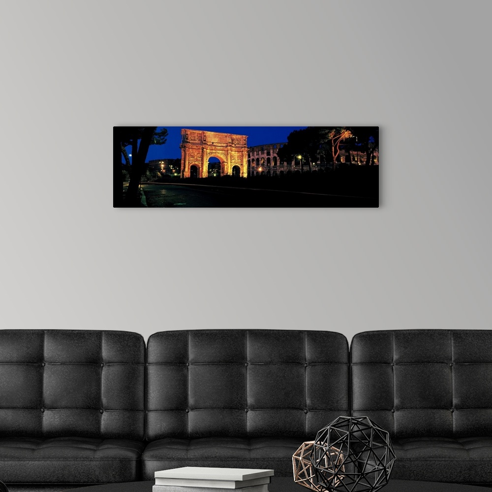 A modern room featuring Panorama of the Roman Colosseum and Constantine's Arch in Rome, Italy.
