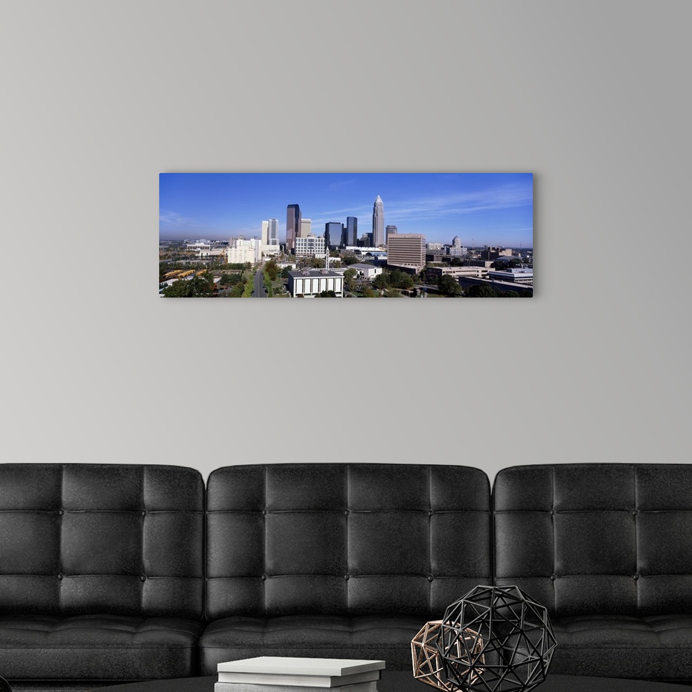A modern room featuring North Carolina, Charlotte, Aerial view of an urban city