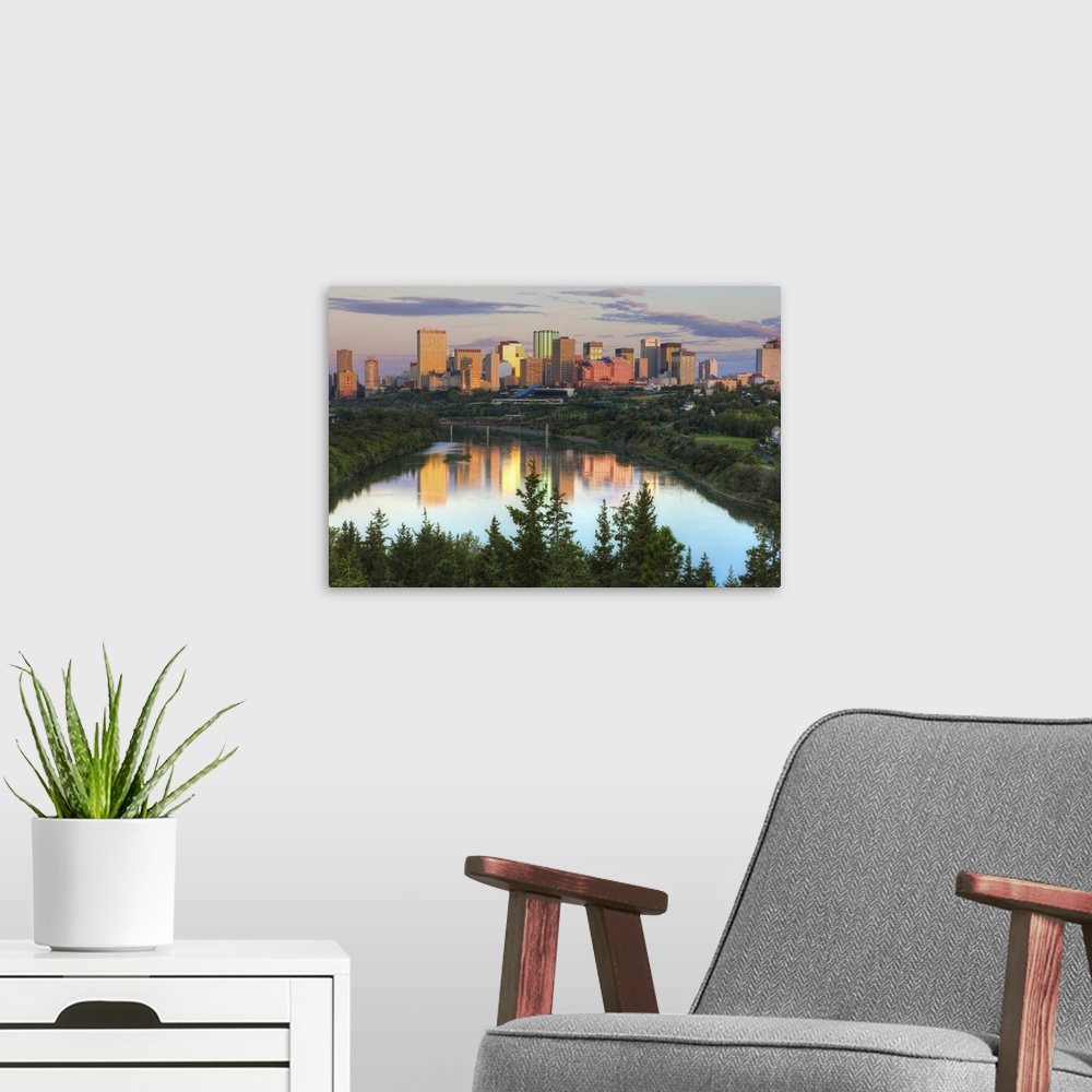 A modern room featuring North Saskatchewan River, Edmonton, Alberta, Canada