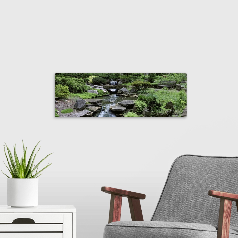 A modern room featuring Ohio, Columbus, Inniswood Metro Gardens, River flowing through a forest