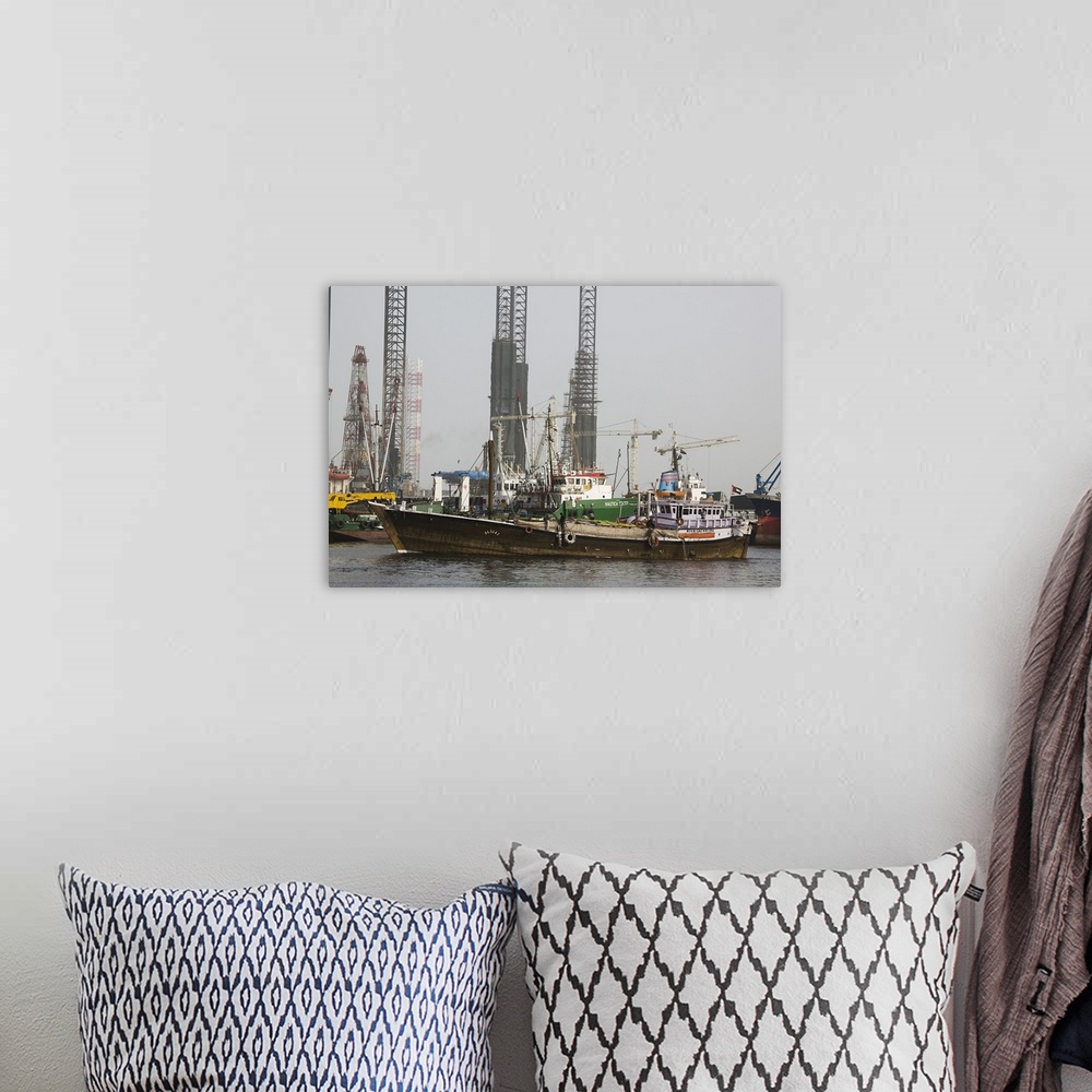 A bohemian room featuring Oil drilling platforms, Port Khalid, Sharjah, United Arab Emirates