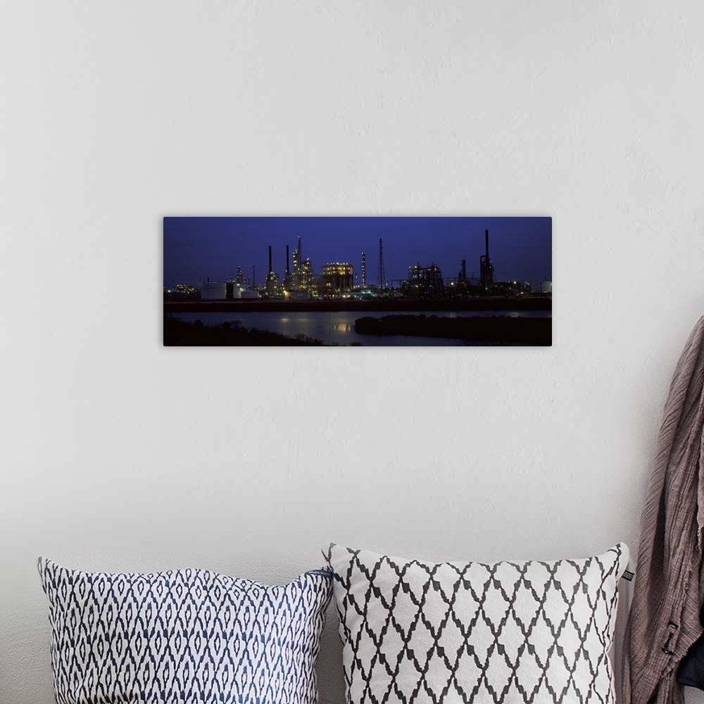 A bohemian room featuring Oil refinery at night, Texas