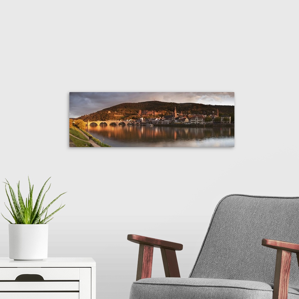 A modern room featuring Old town at the waterfront, Karl Theodor Bridge, Germany