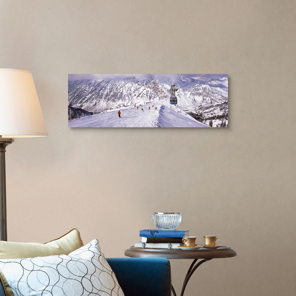 A traditional room featuring Overhead cable car in a ski resort, Snowbird Ski Resort, Utah, USA