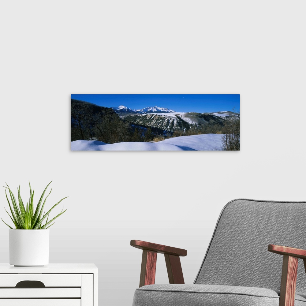 A modern room featuring Panoramic view of snowcapped mountains, Telluride, Colorado