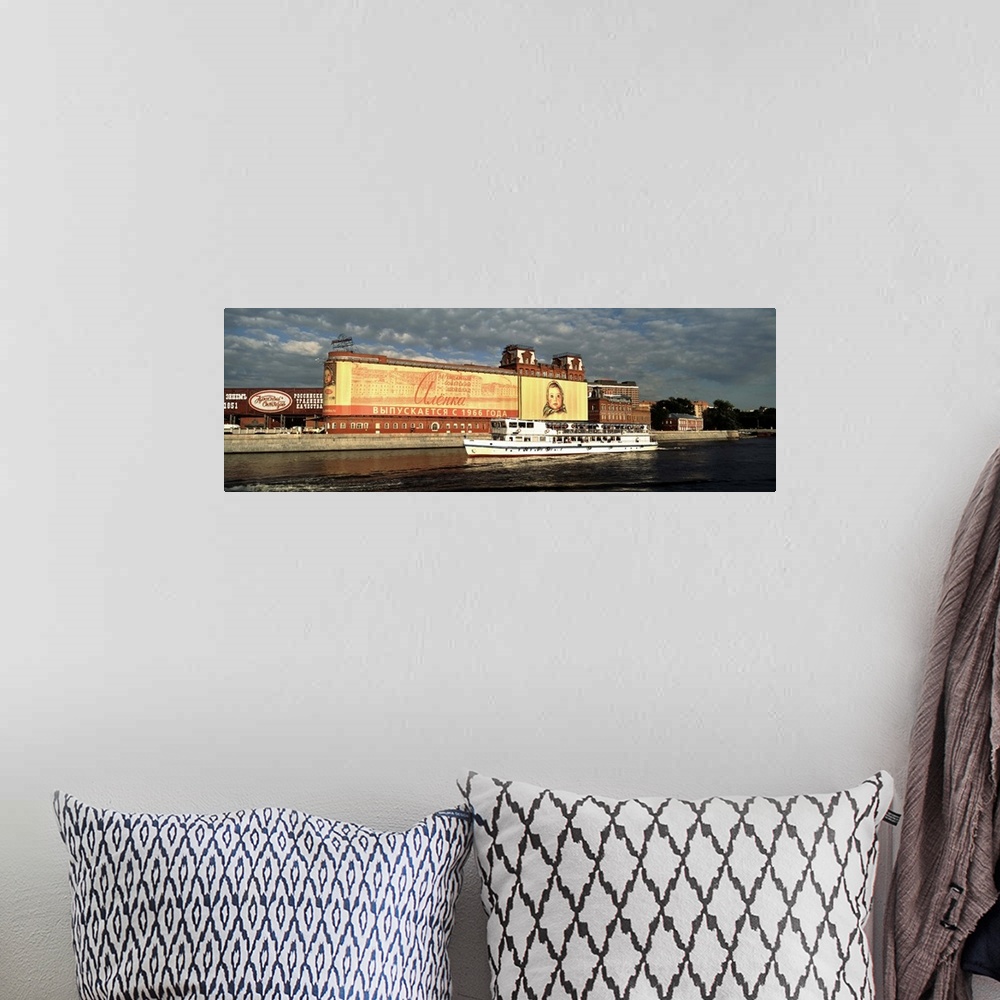 A bohemian room featuring Passenger ship in a river Moskva River Moscow Russia