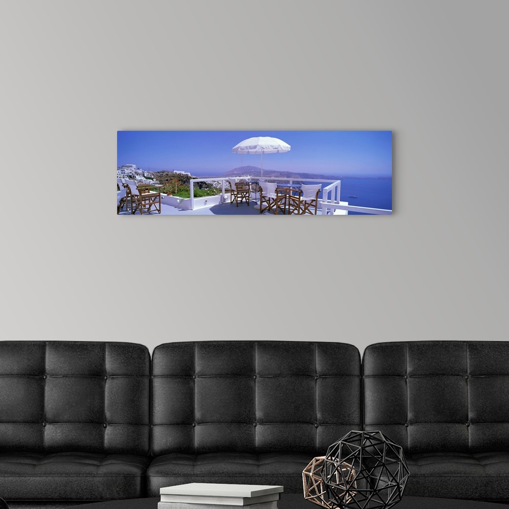 A modern room featuring Patio Overlooking Aegean Sea Santorini Greece