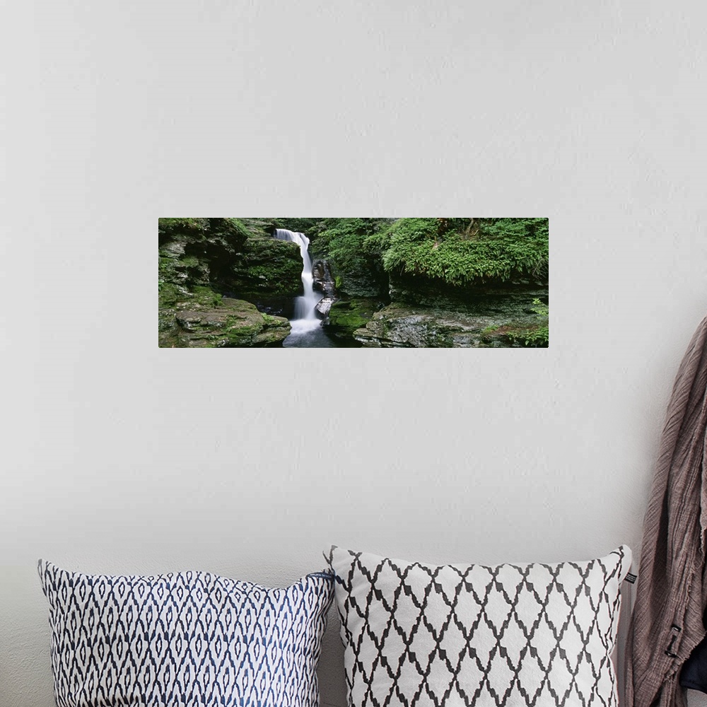 A bohemian room featuring Pennsylvania, Ricketts Glen State Park, Panoramic view of a waterfall