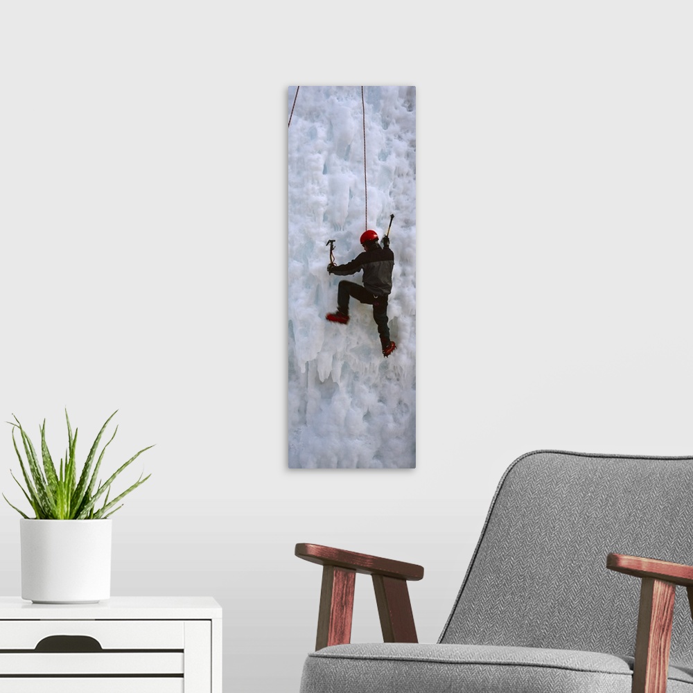 A modern room featuring Ice Climber, Ice Climbing Wall, Banff National Park, Alberta, Canada