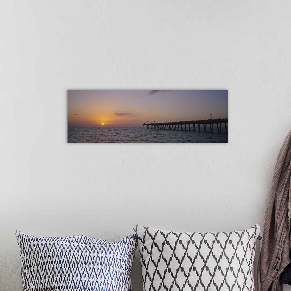 A bohemian room featuring Pier at sunset, Gulf of Mexico, Venice, Florida