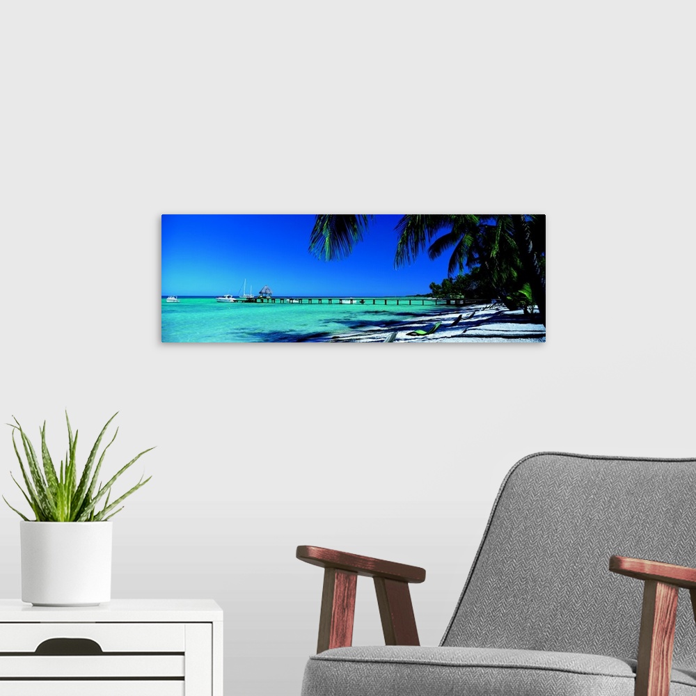 A modern room featuring Pier Beach Langiloa French Polynesia