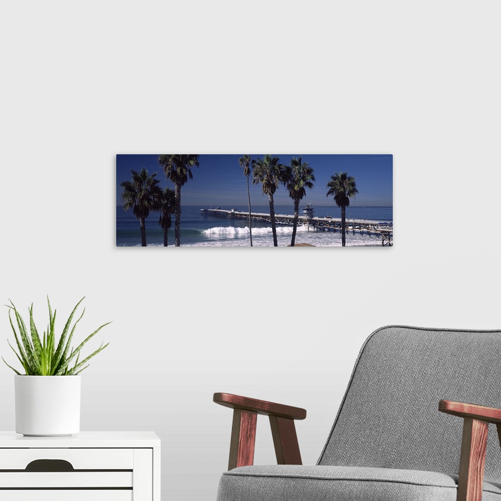 A modern room featuring Pier over an ocean, San Clemente Pier, Los Angeles County, California, USA