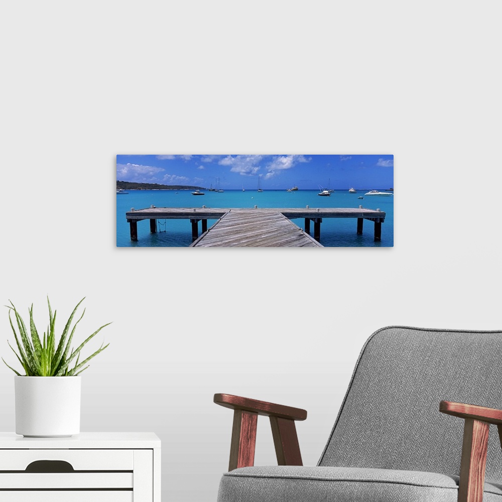 A modern room featuring Pier with boats in the background, Sandy Ground, Anguilla
