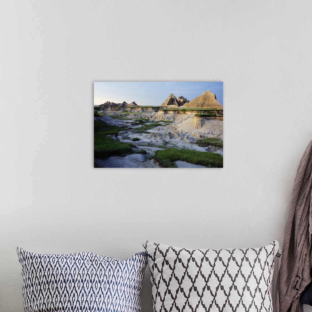 A bohemian room featuring Pinnacles and dry wash along Castle Trail, Badlands National Park, South Dakota