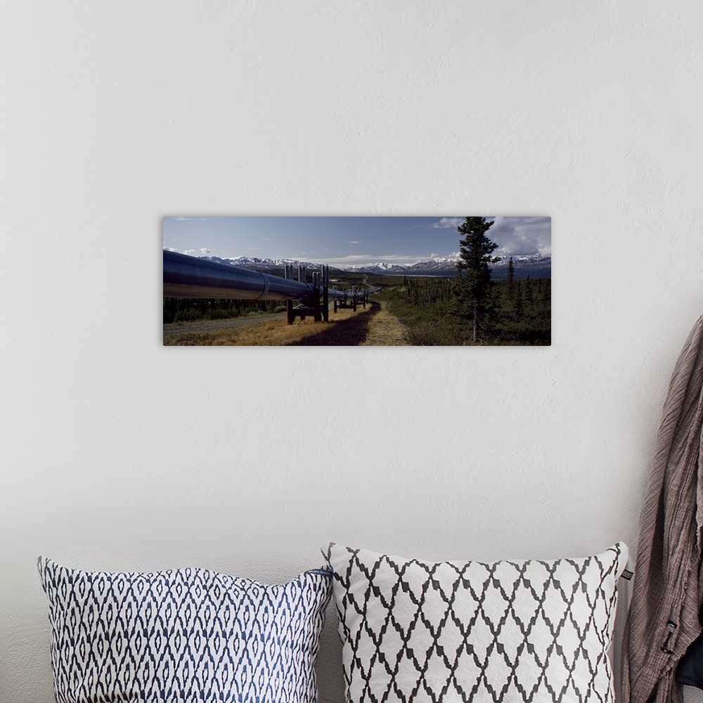 A bohemian room featuring Pipeline passing through a landscape, Trans-Alaskan Pipeline, Alaska