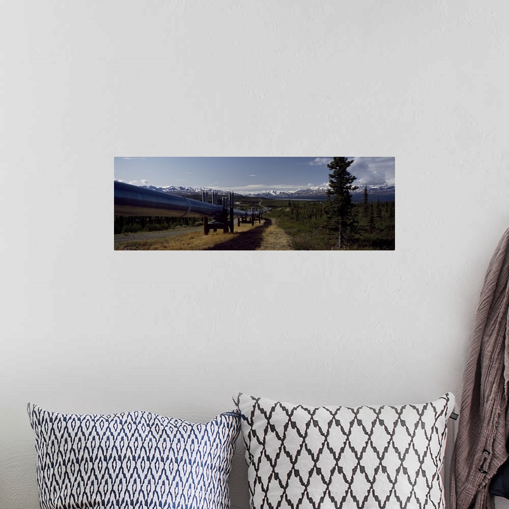 A bohemian room featuring Pipeline passing through a landscape, Trans-Alaskan Pipeline, Alaska
