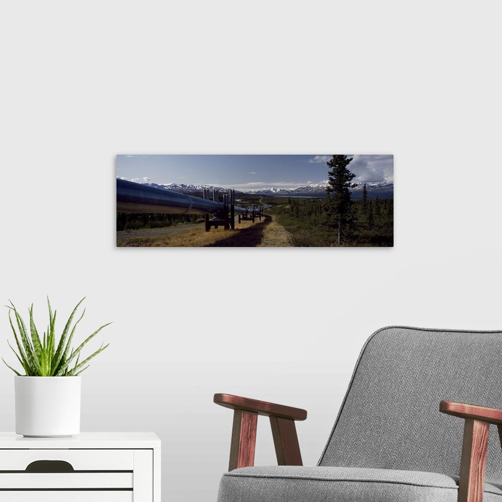 A modern room featuring Pipeline passing through a landscape, Trans-Alaskan Pipeline, Alaska