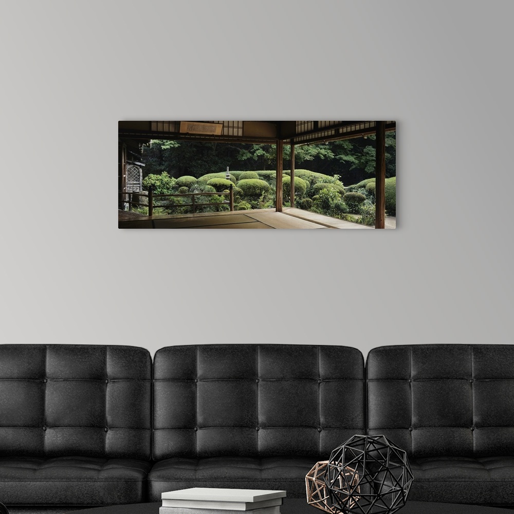A modern room featuring Plants and trees viewed from a temple, Shisendo Temple, Kyoto City, Kyoto Prefecture, Japan