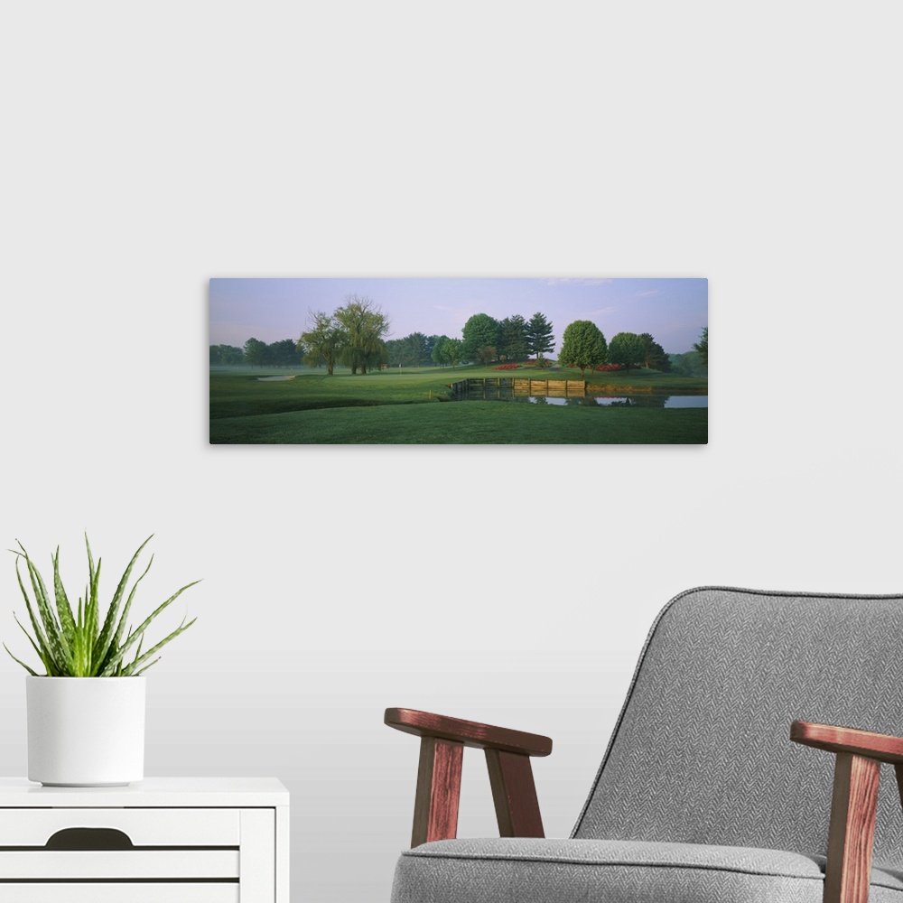 A modern room featuring Pond on a golf course, Westwood Country Club, Vienna, Virginia