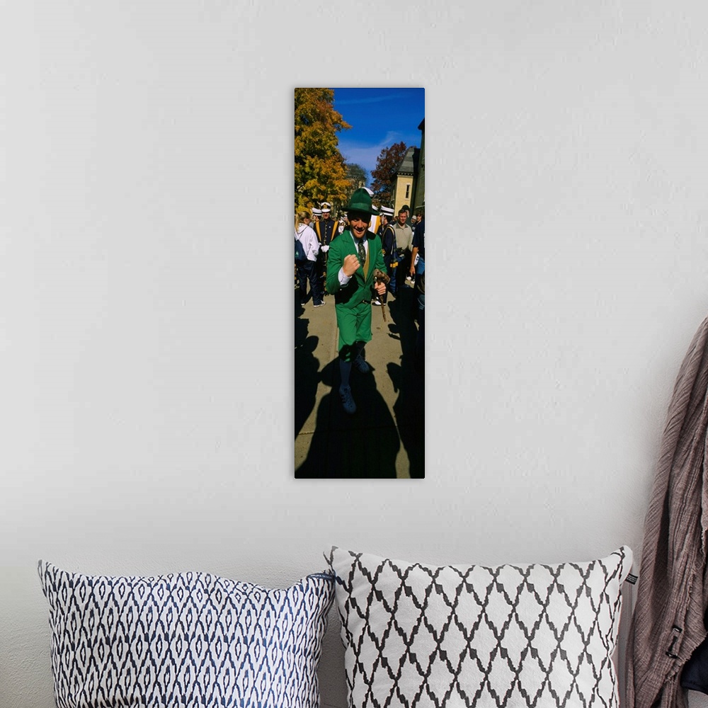 A bohemian room featuring Portrait of a mid adult man in a parade marching band, University Of Notre Dame, South Bend, Indiana