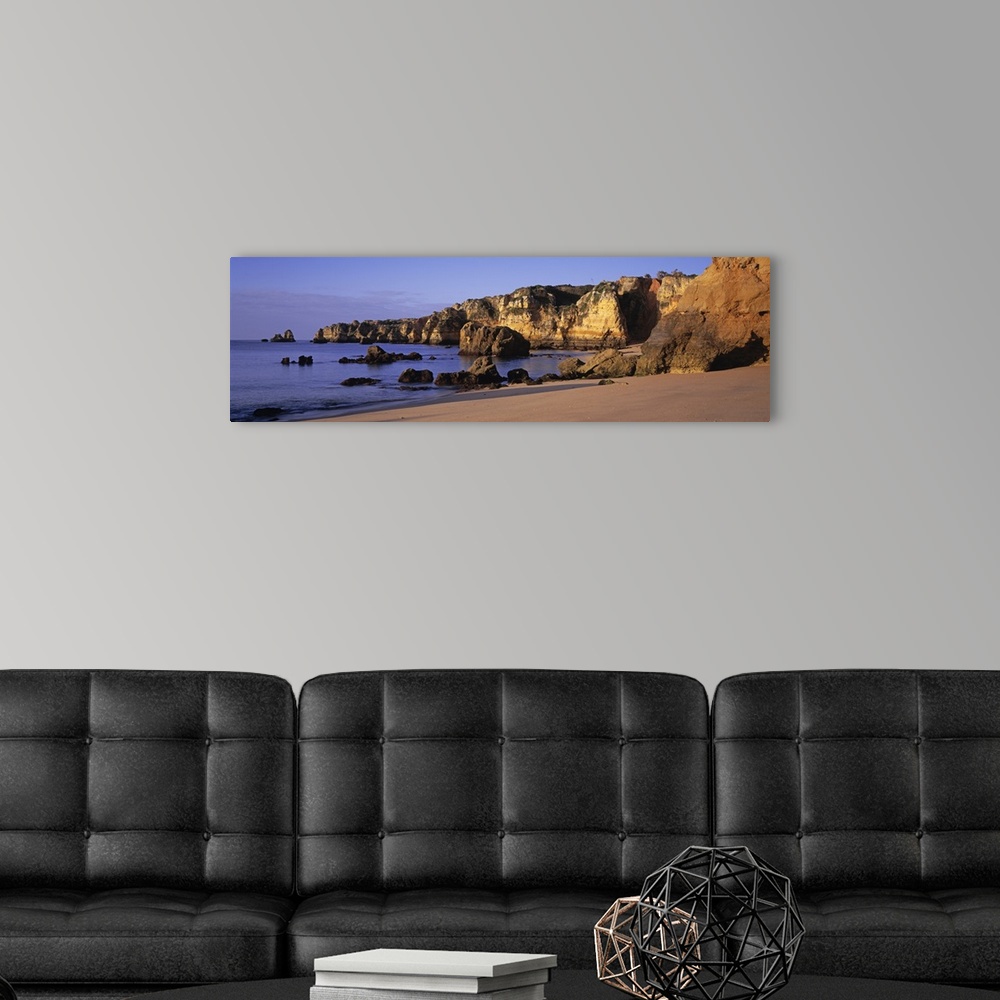 A modern room featuring Portugal, Lagos, Algarve Region, Panoramic view of the beach and coastline