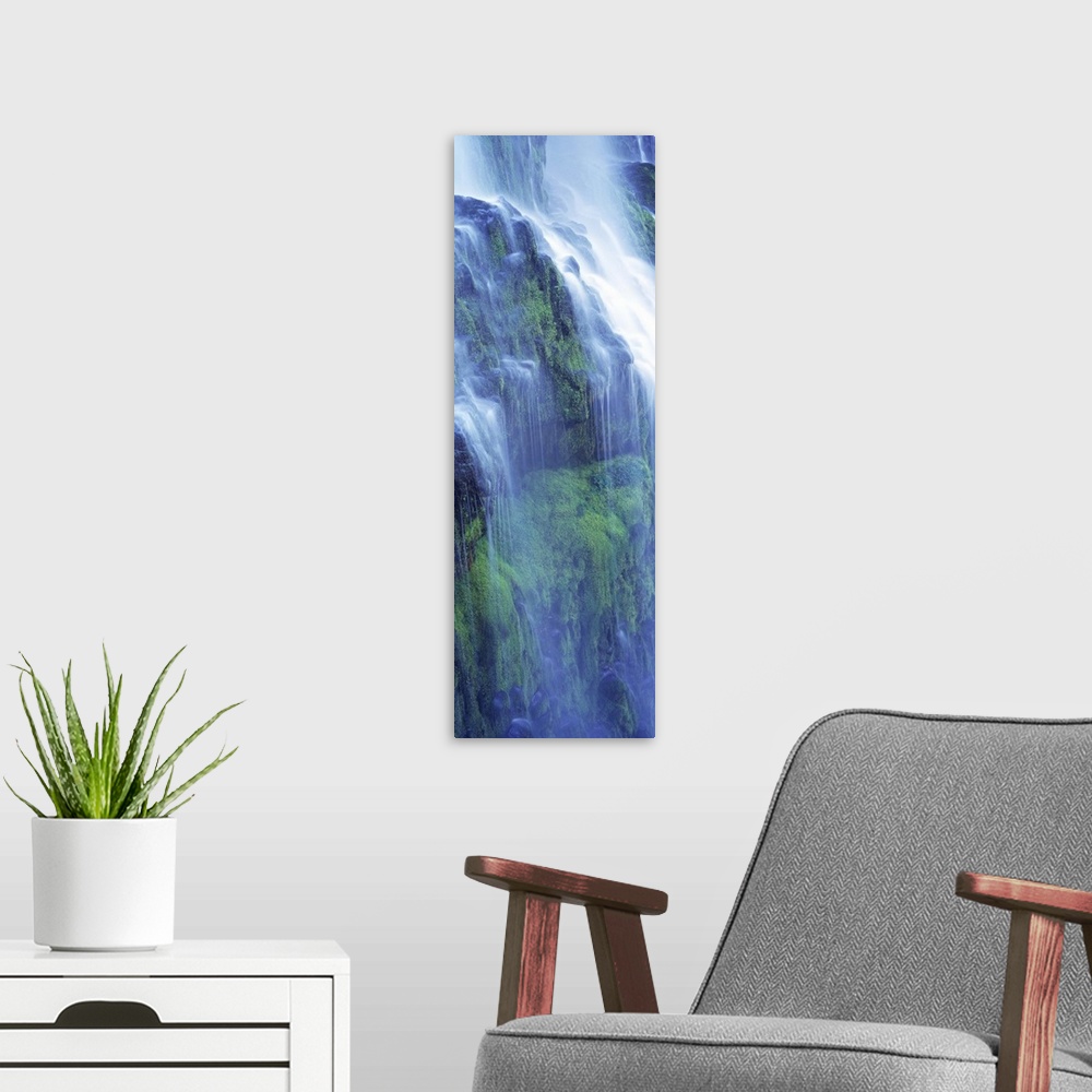 A modern room featuring Waterfall in a forest, Proxy Falls, Three Sisters Wilderness Area, Willamette National Forest, La...