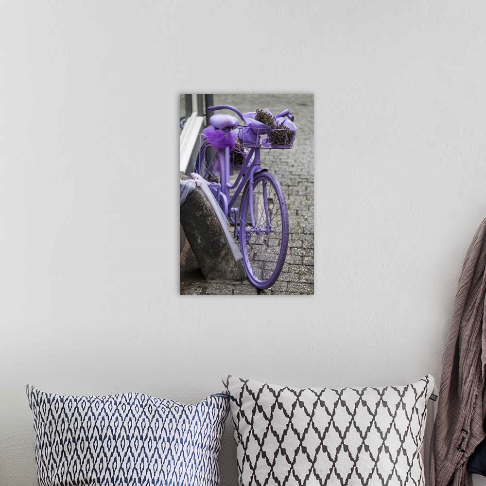 A bohemian room featuring Purple bicycle on street, Limburg an der Lahn, Hesse, Germany