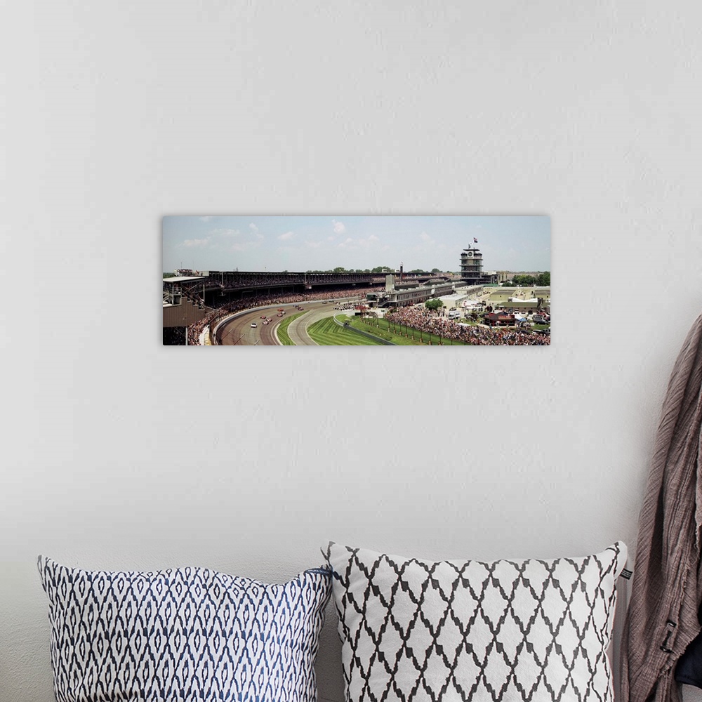 A bohemian room featuring Race cars in pace lap in a stadium, Indianapolis 500, Indianapolis Motor Speedway, Speedway, Indi...