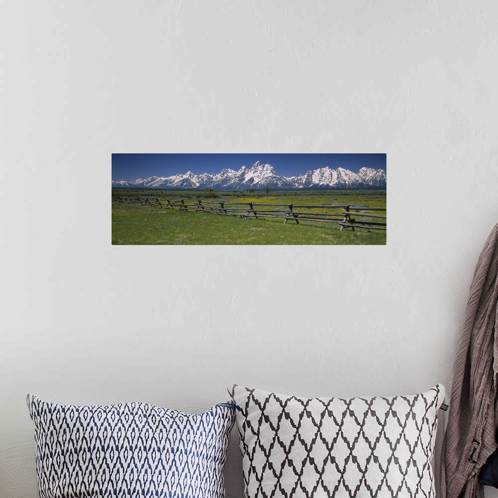 A bohemian room featuring Rail fence on a landscape, Grand Teton National Park, Wyoming