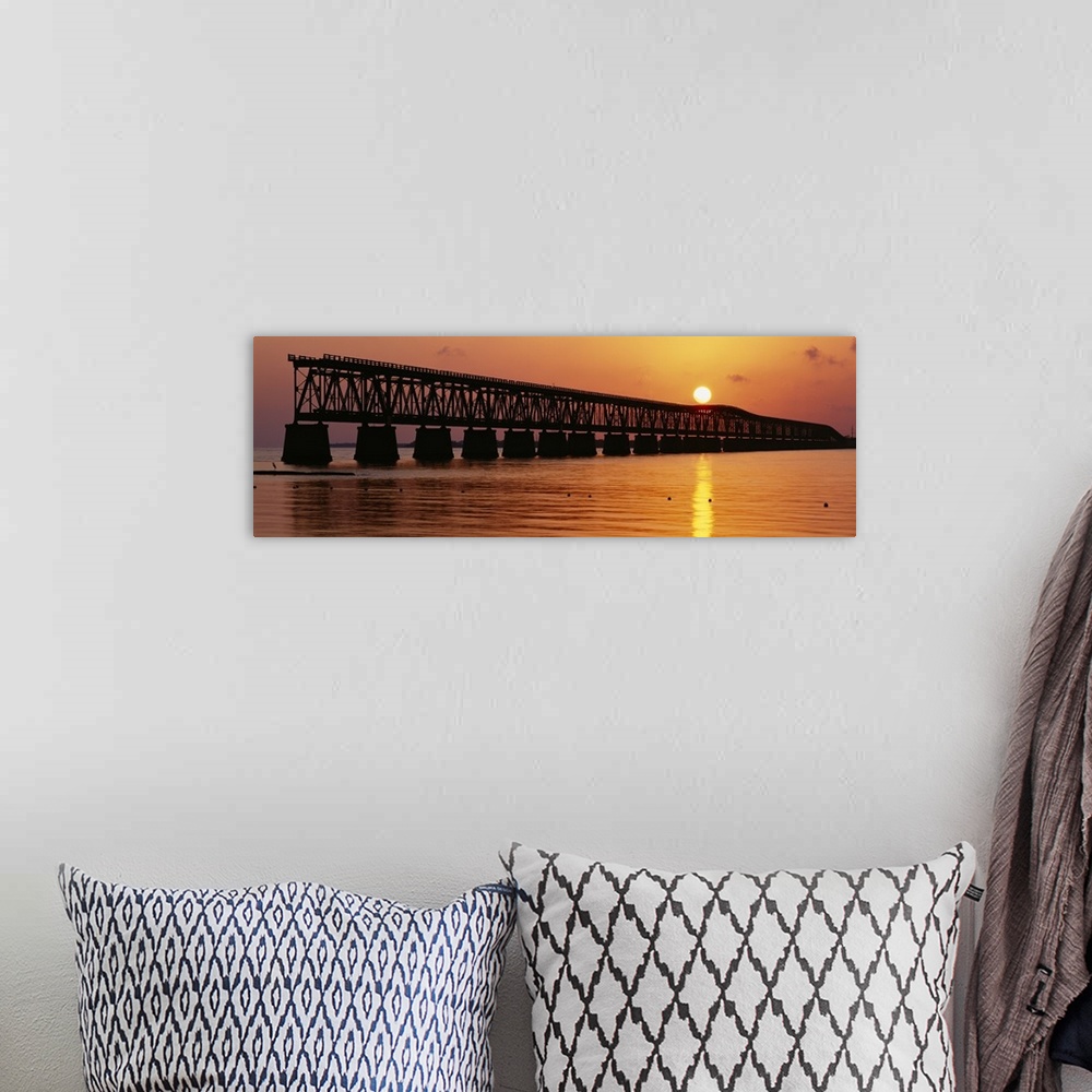 A bohemian room featuring Railroad bridge at sunset, Florida Keys, Florida