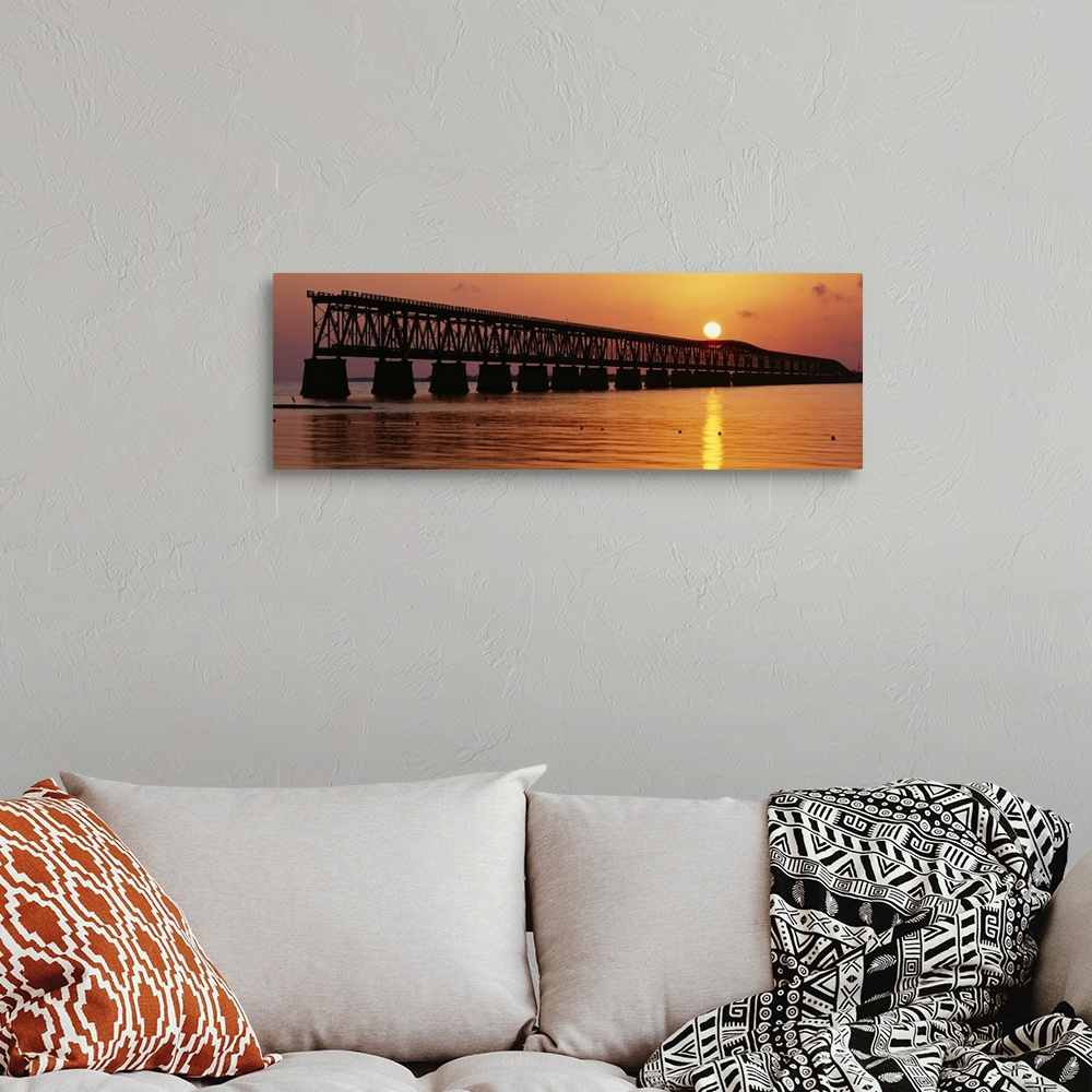 A bohemian room featuring Railroad bridge at sunset, Florida Keys, Florida