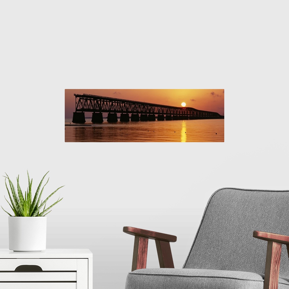 A modern room featuring Railroad bridge at sunset, Florida Keys, Florida