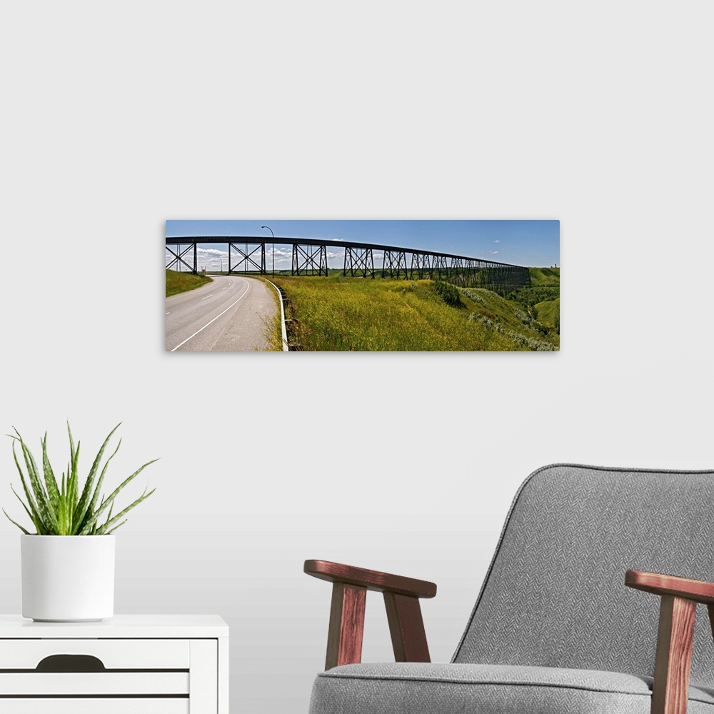 A modern room featuring Railroad bridge over a valley, Lethbridge, Alberta, Canada