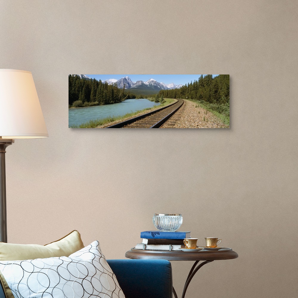A traditional room featuring Railroad Tracks Bow River Alberta Canada