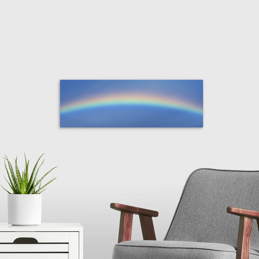 A modern room featuring Rainbow in the sky