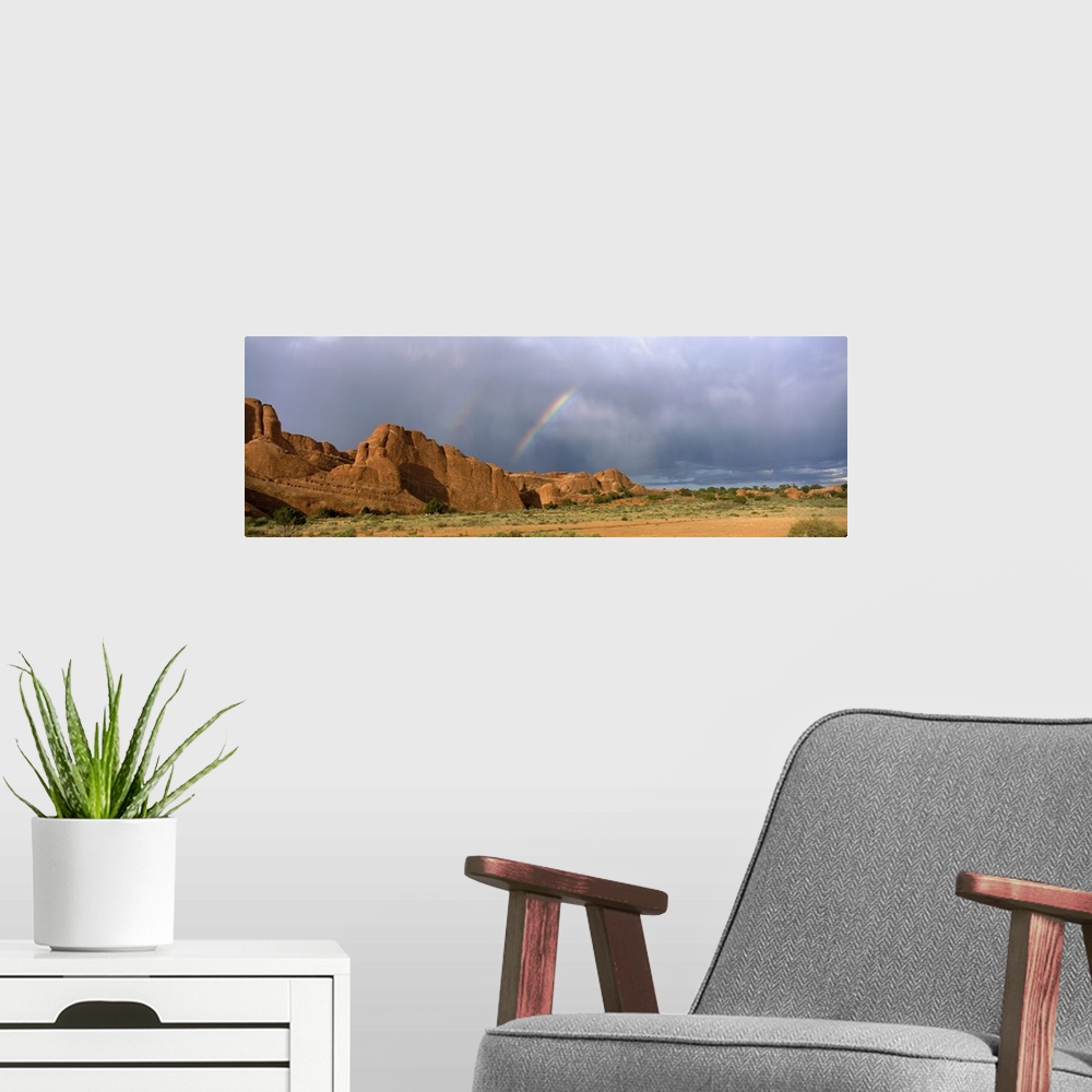 A modern room featuring Rainbow over Devil's Garden Arches National Park Utah