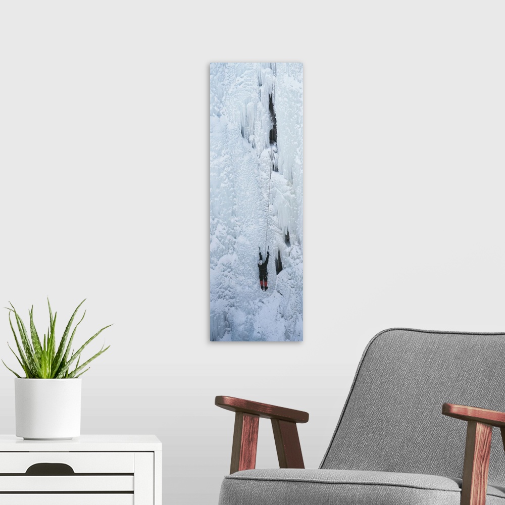 A modern room featuring Rear view of an ice climber, Colorado