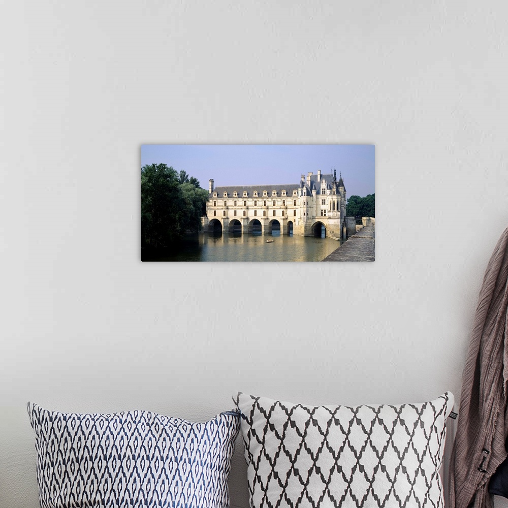 A bohemian room featuring Reflection of a castle in water, Chateau de Chenonceaux, Chenonceaux, Cher River, Loire Valley, F...